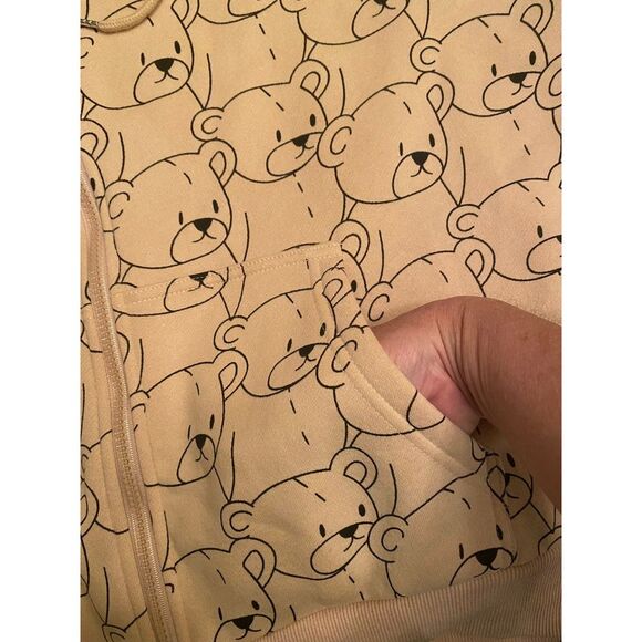 Brown bear kawaii oversized XL ZIP up hoodie cozy - Picture 5 of 7